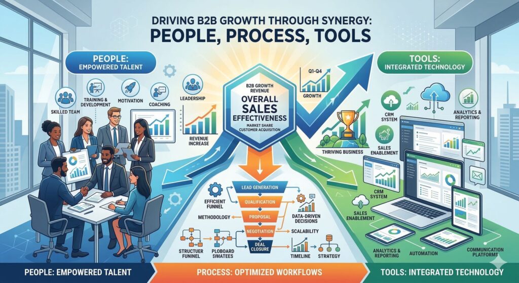 People, Process, & Tools are the components of Overall Sales Effectiveness